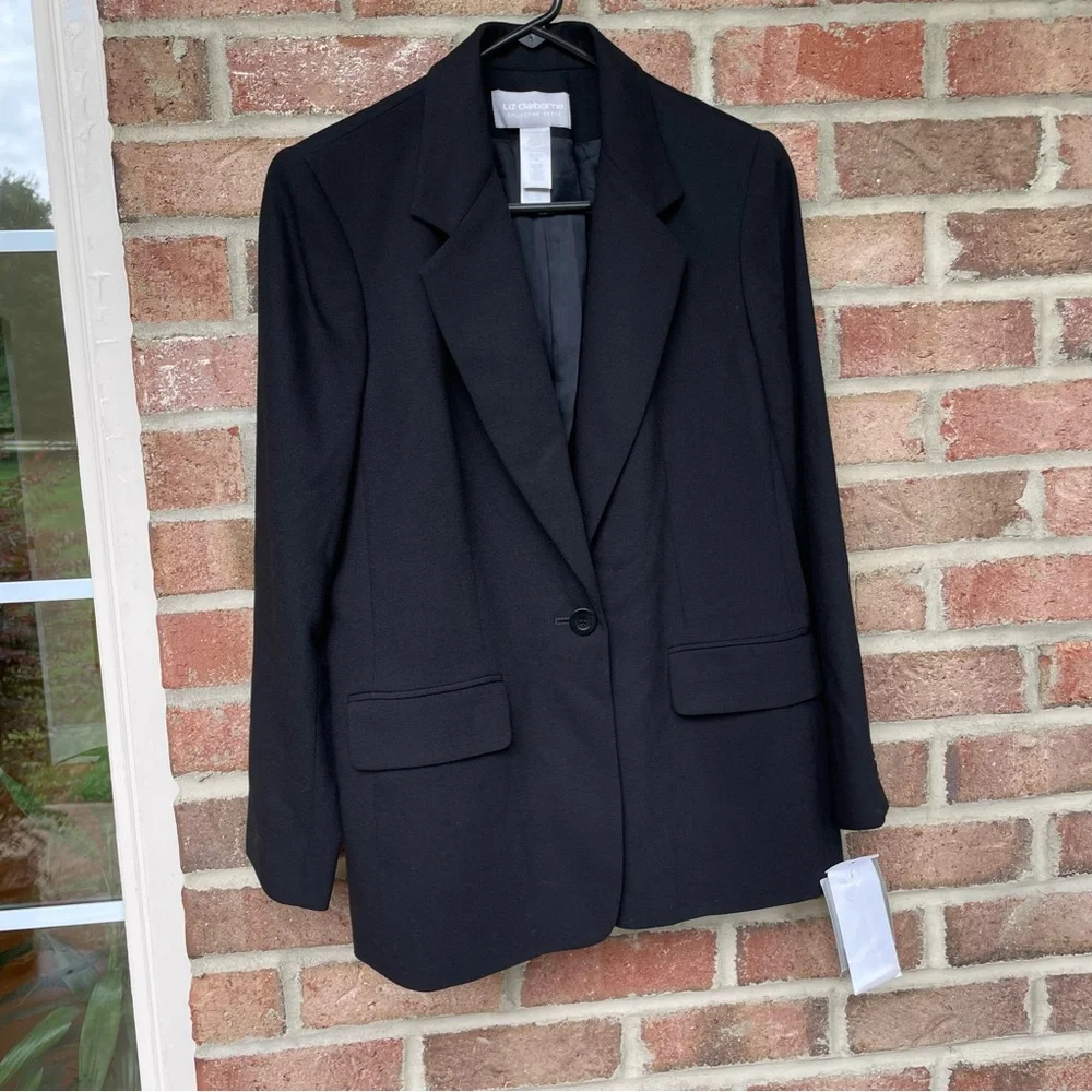 Liz Claiborne black Light Italian Wool Blazer Jacket Women 10P  NWT - Picture 14 of 14